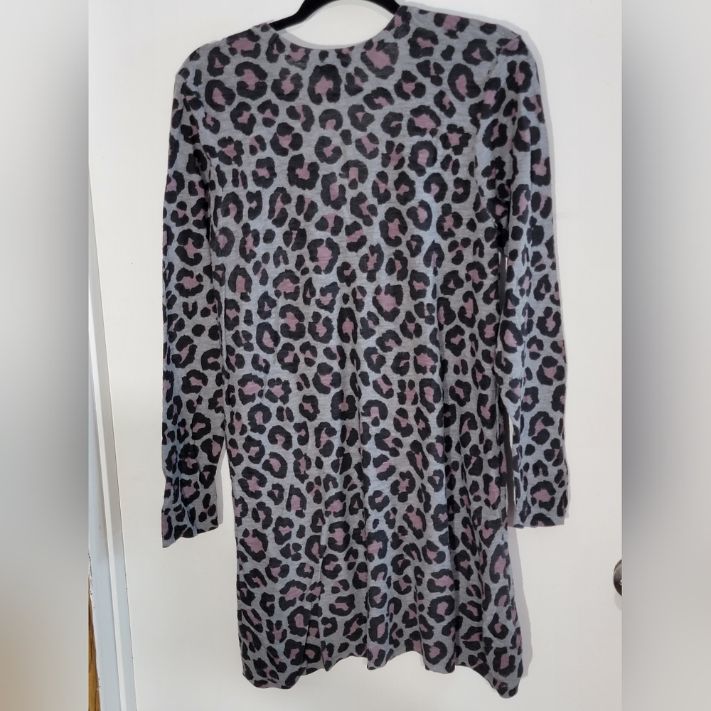TORRID Leopard Print Long Cardigan - Gray & Pink - Picture 5 of 8